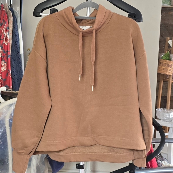 Cream Sweaters - Elegant Tan Women's Cowl Neck Sweatshirt